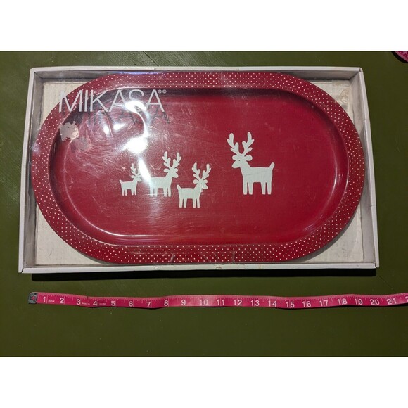 Mikasa Melamine Large Red Deer  Rectangular Tray Platter Cookie  20 In - Picture 4 of 5